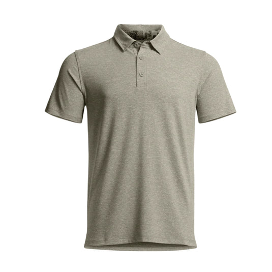 Sitka Essential Short Sleeve Polo – lightweight performance shirt with UPF 50+, odor control, and breathable stretch fabric. Oak Heather
