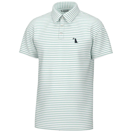 Local Boy Outfitters SS Edisto performance polo shirt with embroidered logo - Turquoise White