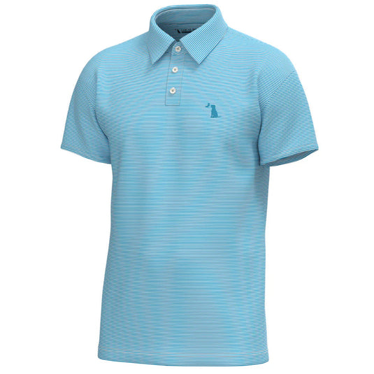 Local Boy Outfitters Driftwood polo shirt with embroidered Dog and Moon logo - Opal Blue