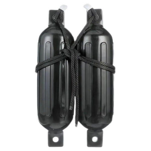 Seachoice Twin Eye Fender Kit in black – heavy-duty marine vinyl boat fender with included lines

