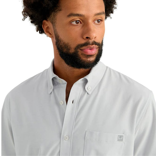 Huk Kona Button Down Shirt  - Seagull - Close Up Chest