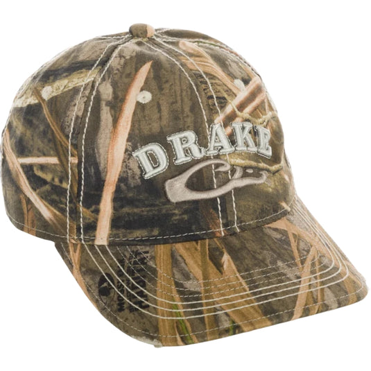 Drake Distressed 6-Panel Hat – Weathered Cotton Ball Cap with Hook and Loop Closure for Adjustable Fit