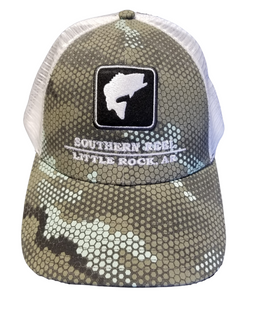 Simms Bass Icon Trucker Hats w/ Southern Reel Name Hats -  Hex Camo Boulder