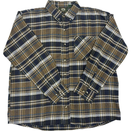Stillwater Mens Flannel Long Sleeve Shirt - Brown and Navy