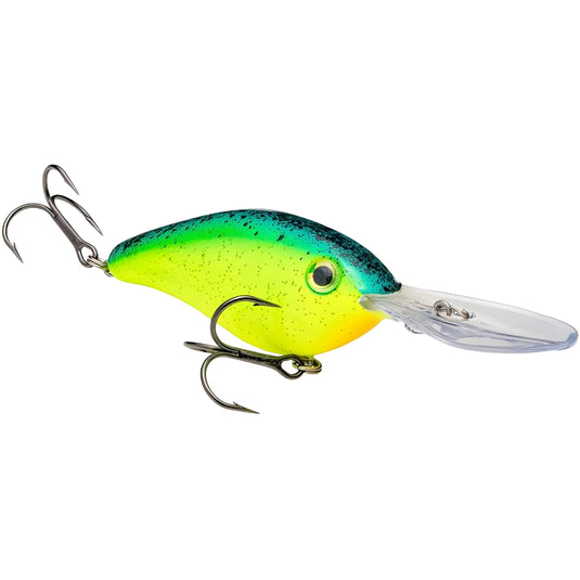 Strike King Pro Model 6XD Series Crankbaits - Chartreuse Blue Black Splatter