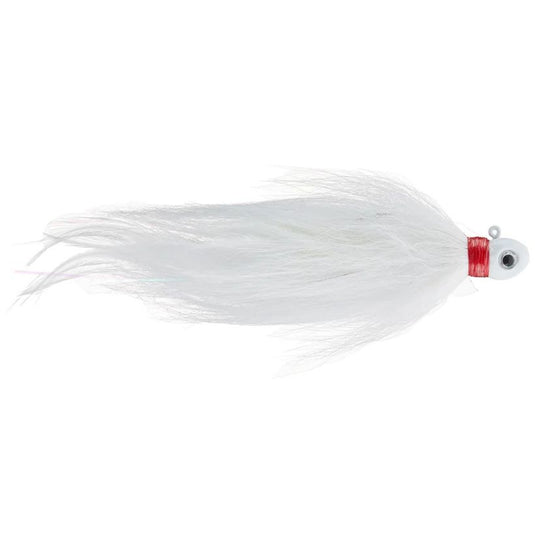 True Bass Shuttlecock Hair Jig - White Red Thread