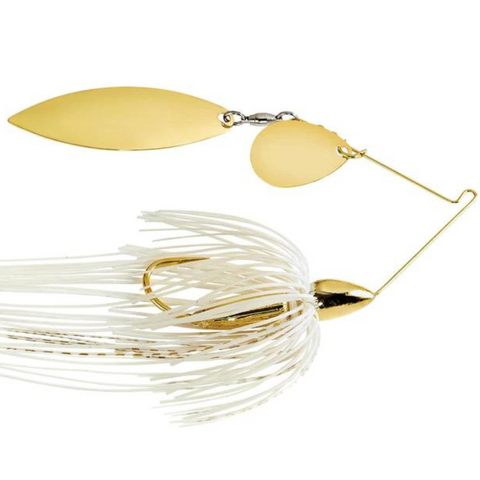 War Eagle Gold Screamin Eagle Double Colorado Willow Spinnerbaits - White Chartreuse Reverse Blades
