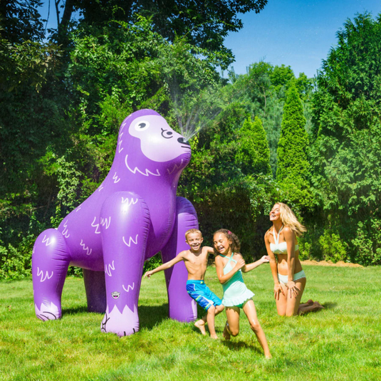 Big Mouth Ginormous Gorilla inflatable sprinkler – giant 6-foot tall backyard water toy for summer fun