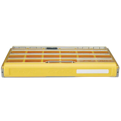 Yellow and orange tool case with visible brand name on a white background