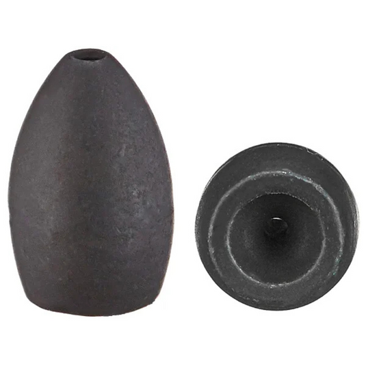 Bullet Weights Tungsten Sinkers in flat black, 1/4 oz size for finesse fishing and sensitive presentations