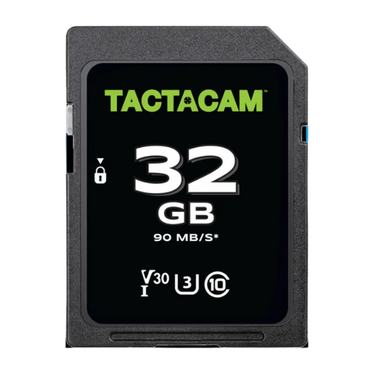 32GB Tactacam memory card on a white background