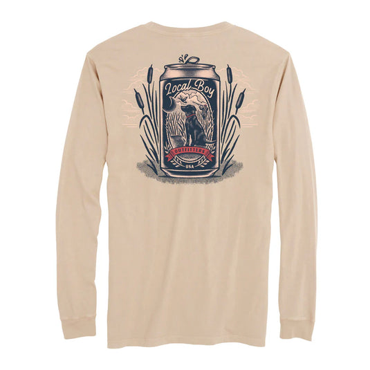 Local Boy Outfitters Brew Long Sleeve Pocket T-Shirt with logo chest and brew-themed back graphic