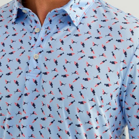 Huk Pursuit Performance Polo - Windsurfer American Fish - Close Up