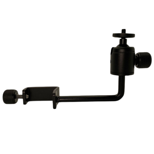 Black camera bracket on a white background