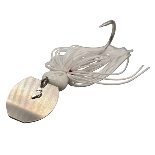 Brazalo Strutter 2.0 Bladed Jigs - White with Silver Blade