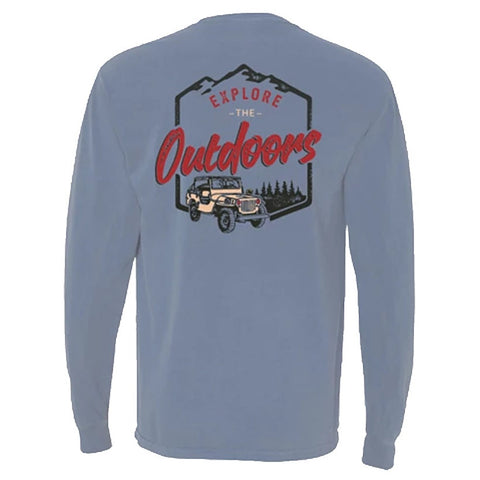 Southern Reel Outfitters Jeep Long Sleeve T-Shirt - Ice Blue