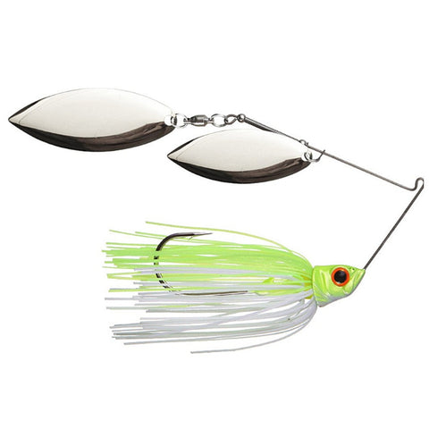 Revenge Baits Deep Runner Double Willow Nickle Spinnerbaits - White Chartreuse Blue