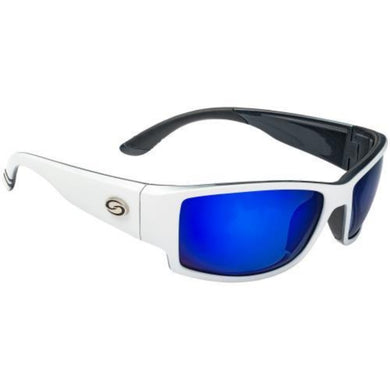 Strike King Plus Platte Polarized Sunglasses - White Frames with Blue Lens