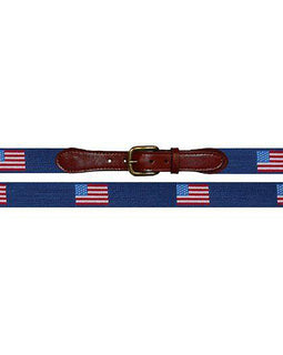 Smathers & Branson American Flag Needlepoint Belt - Navy