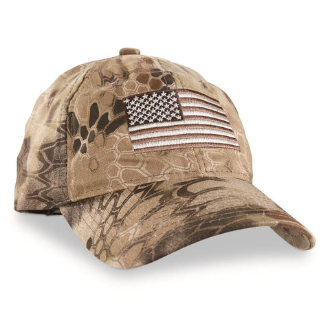 Kryptek Highlander USA Camo Hat with Embroidered American Flag