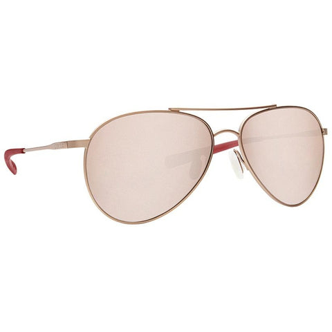 Costa Piper Aviator Sunglasses - Satin Rose Gold Frames with Silver Gold Lens