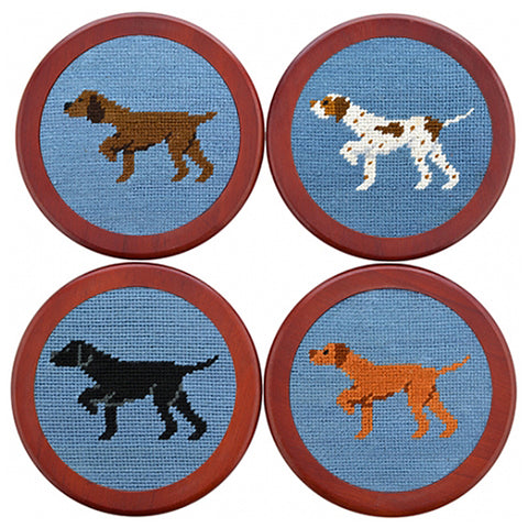 Smathers & Branson Needlepoint Coaster Set - Dogs on Point