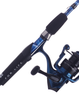 Abu Garcia Aqua Max Spinning Combo Rods and Reels - Close up of reel - Blue and Black