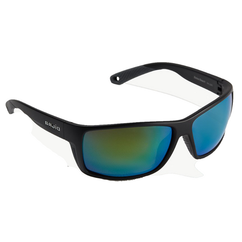 Bajio Bales Beach Sunglasses - Black Matte Green Mirror