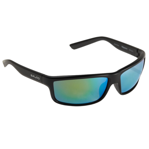 Bajio Nippers Sunglasses - Black Matte Frames with Green Mirror Glass Lens