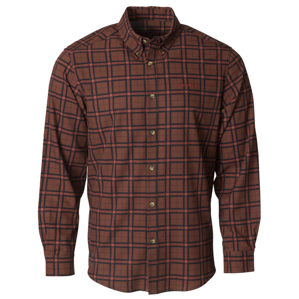 Banded Hustle Performance Button Up Shirts Burgundy Plaid