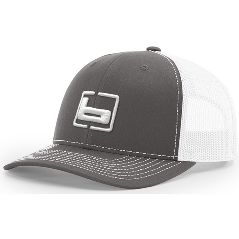 Banded Trucker Mesh Back Hat - Charcoal and White