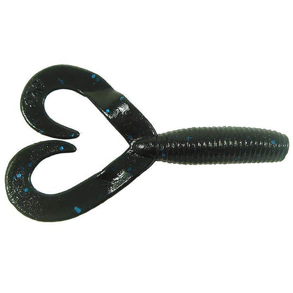 Yamamoto Double Tail Grub - Black Large Blue Flake