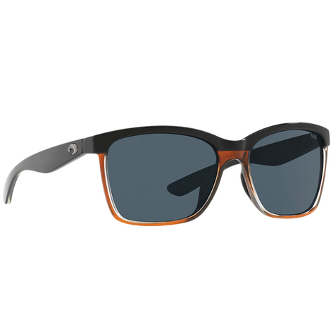 Costa Anaa Polarized Sunglasses - Shiny Black On Brown Frames with Gray Lens