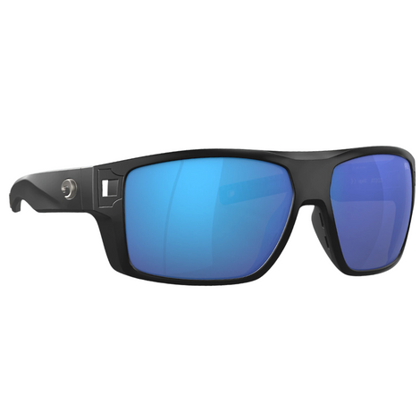 Costa Diego Sunglasses - Matte Black Frames with Blue Mirror Lens