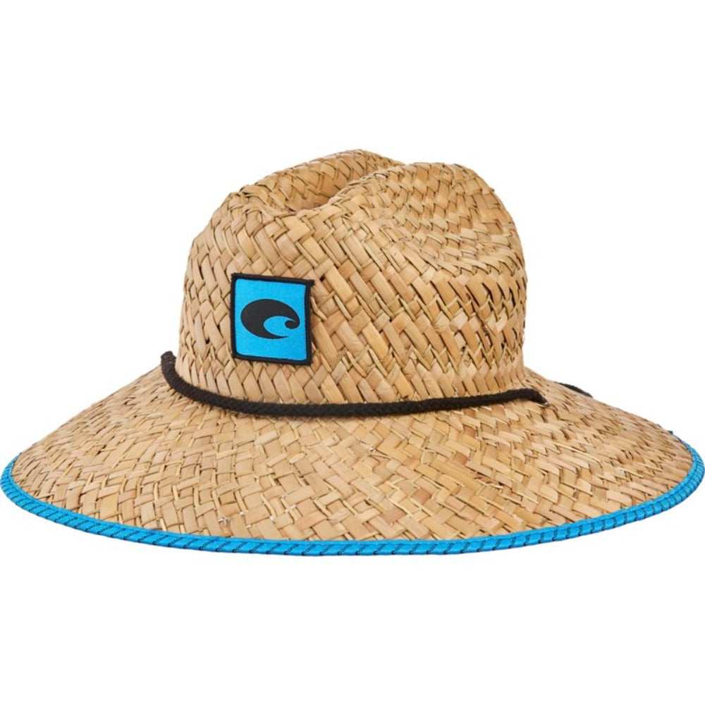 Costa Lifeguard Straw Hats - Tan and Light Blue Trim