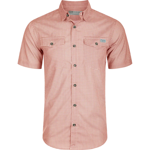 Drake Frat BD Gingham Check S/S - Peach Pearl