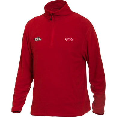 Drake Waterfowl Men's University of Arkansas Camp Fleece 1/4 Zip Pullover Red