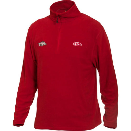 Drake Waterfowl Men's University of Arkansas Camp Fleece 1/4 Zip Pullover Red