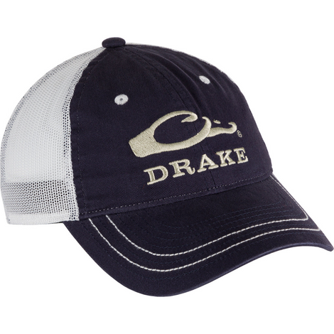 Drake Waterfowl Mesh Back Logo Hats - Navy
