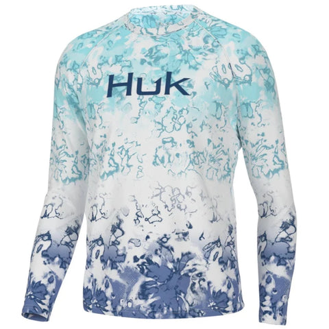 Huk Fin America Fade Pursuit Long Sleeve Shirt Crystal Blue XL