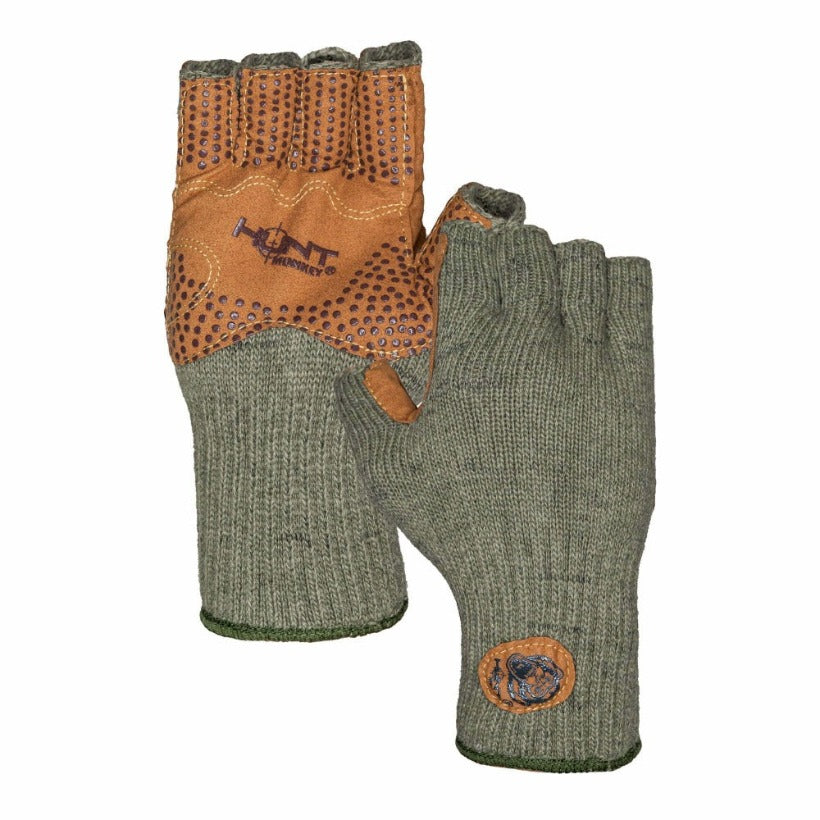Hunt Monkey Wooly Hunt Half Finger Gloves - Moss