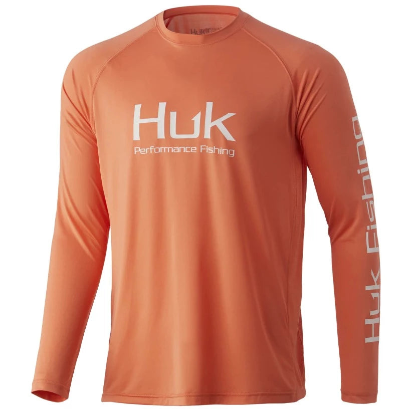 Huk Vented Pursuit Long-Sleeve Shirts - Fresh Salmon