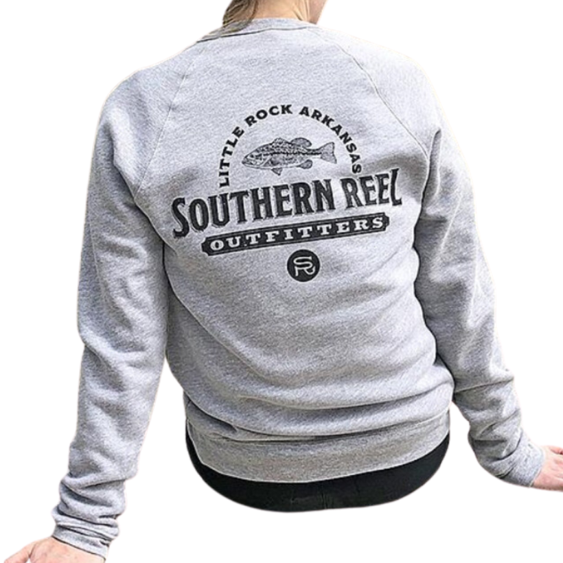 Southern Reel Outfitters LR Vintage Sweatshirt - Gray with Black Lettering - Back View