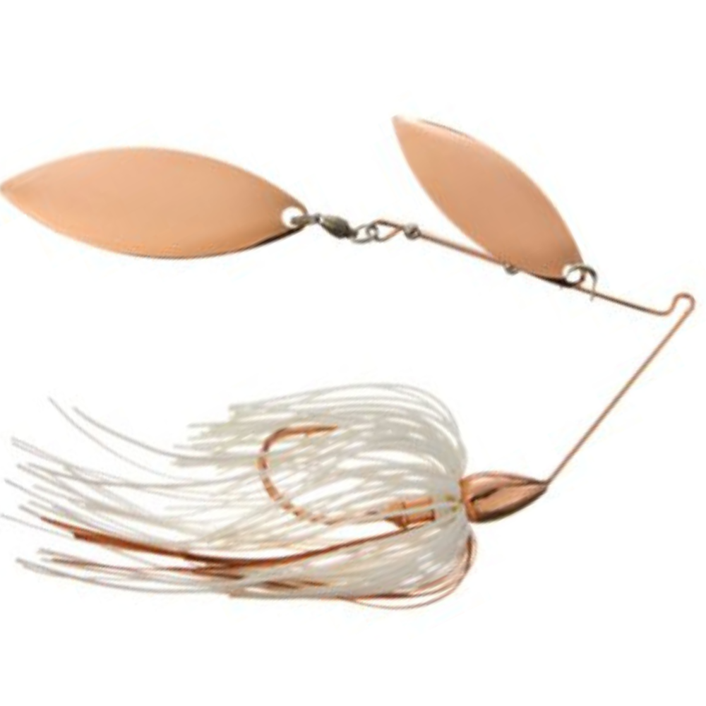 War Eagle Double Willow Spinnerbaits - White Skirt/Copper Blades