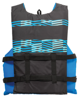 Airhead Element Life Vest - Blue and Black with Aqua Stripes - Back View