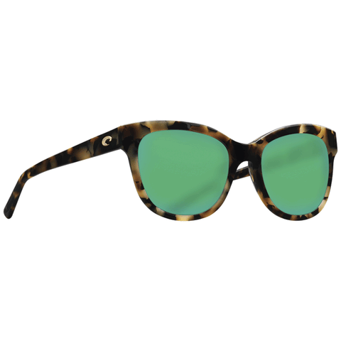 Costa Bimini Women's Sunglasses - Shiny Vintage Tortoise Frames with Green Mirror Glass Lens