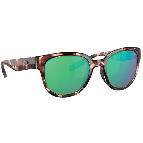 Costa Salina Sunglasses - Coral Tortoise Frames with Green Mirror Lens