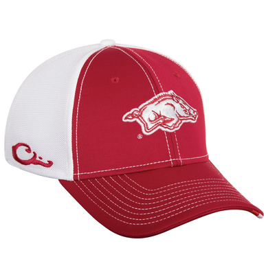 Drake Arkansas Razorback Stretch Fit Hat Cardinal Red and White