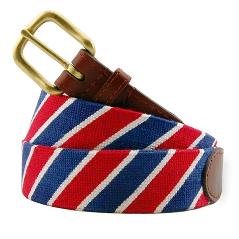Smathers & Branson Patriotic Stripe Needlepoint Belt - Red, White, and Blue