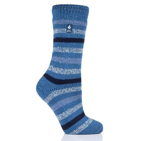 Heat Holders Women's Twist Thermal Socks - Blue Stripes
